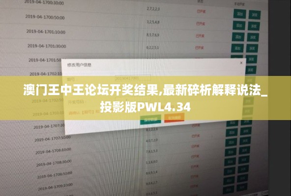 澳门王中王论坛开奖结果,最新碎析解释说法_投影版PWL4.34