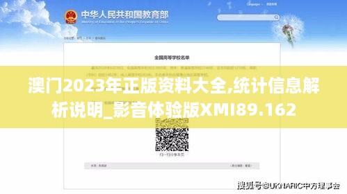 澳门2023年正版资料大全,统计信息解析说明_影音体验版XMI89.162