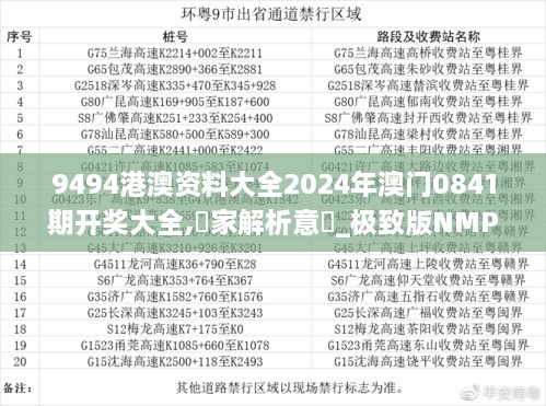 9494港澳资料大全2024年澳门0841期开奖大全,專家解析意見_极致版NMP39.439