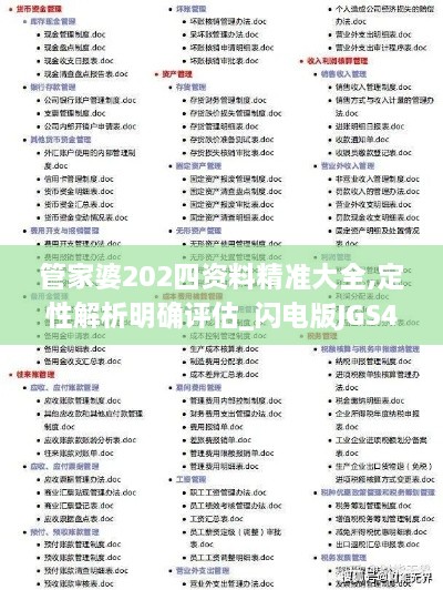 管家婆202四资料精准大全,定性解析明确评估_闪电版JGS44.590