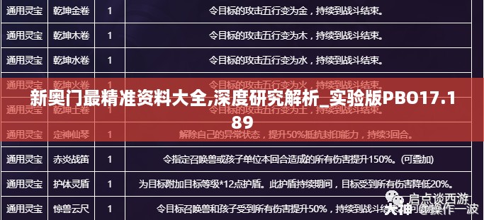 新奥门最精准资料大全,深度研究解析_实验版PBO17.189