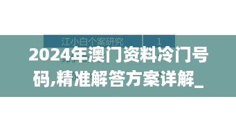 2024年澳门资料冷门号码,精准解答方案详解_复兴版RYQ87.457