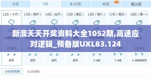 新澳天天开奖资料大全1052期,高速应对逻辑_预备版UXL83.124