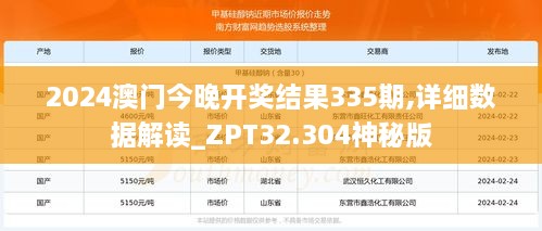 2024澳门今晚开奖结果335期,详细数据解读_ZPT32.304神秘版