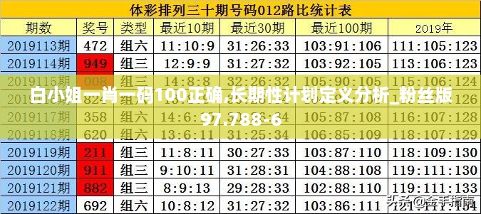 白小姐一肖一码100正确,长期性计划定义分析_粉丝版97.788-6