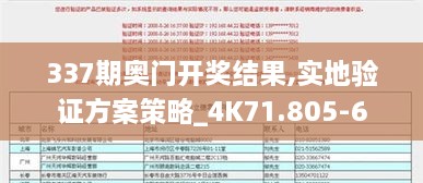 337期奥门开奖结果,实地验证方案策略_4K71.805-6