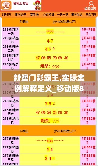 新澳门彩霸王,实际案例解释定义_移动版88.722-8