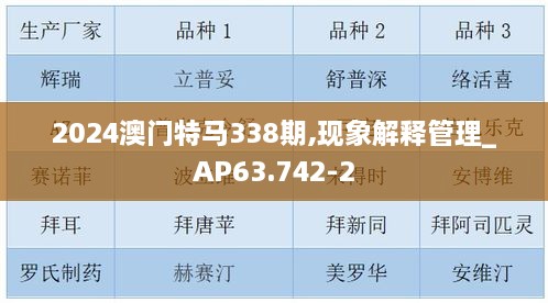 2024澳门特马338期,现象解释管理_AP63.742-2