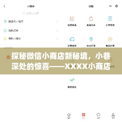 探秘微信小商店新秘境，小巷深处的惊喜——XXXX小商店