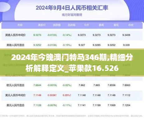 2024年今晚澳门特马346期,精细分析解释定义_苹果款16.526