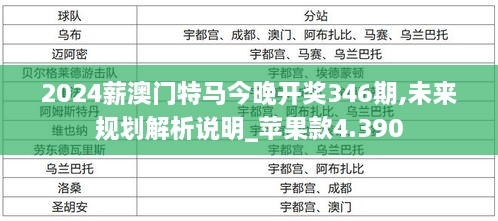 2024薪澳门特马今晚开奖346期,未来规划解析说明_苹果款4.390