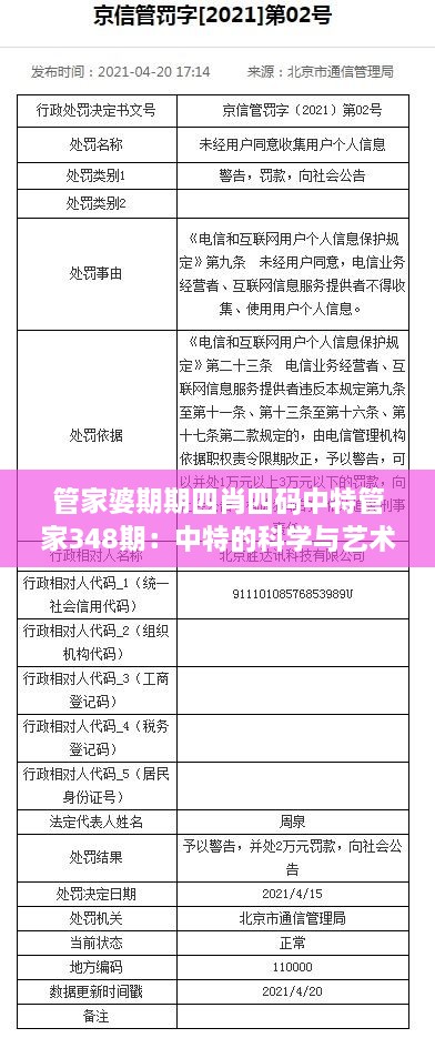 管家婆期期四肖四码中特管家348期：中特的科学与艺术