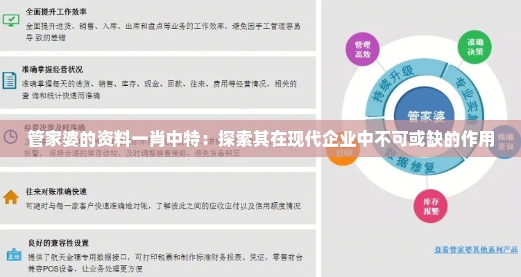 管家婆的资料一肖中特：探索其在现代企业中不可或缺的作用