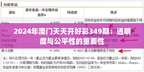 2024年澳门天天开好彩349期：透明度与公平性的重要性