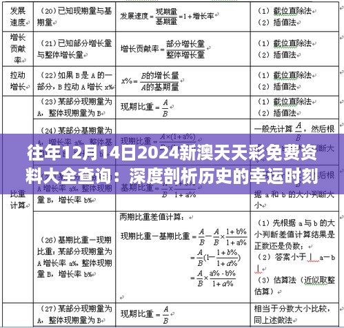 往年12月14日2024新澳天天彩免费资料大全查询：深度剖析历史的幸运时刻