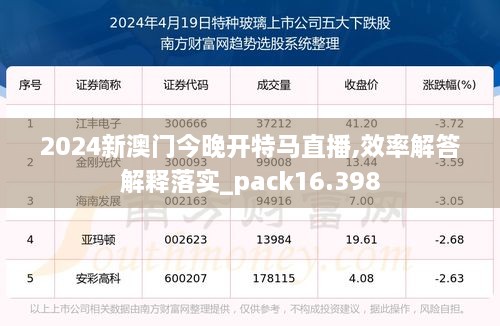 2024新澳门今晚开特马直播,效率解答解释落实_pack16.398