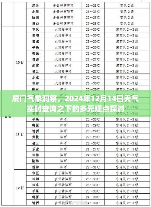 厦门气象洞察，多元观点下的天气实时查询与探讨（2024年12月14日）