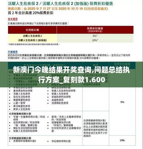 新澳门今晚结果开奖查询,问题总结执行方案_复刻款1.600