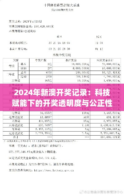 2024年新澳开奖记录：科技赋能下的开奖透明度与公正性的提升