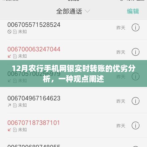 12月农行手机网银实时转账功能，优劣分析