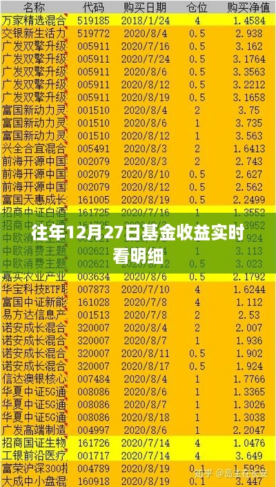 年终基金收益概览，12月27日实时查看基金收益明细