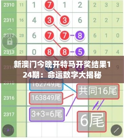 新澳门今晚开特马开奖结果124期：命运数字大揭秘