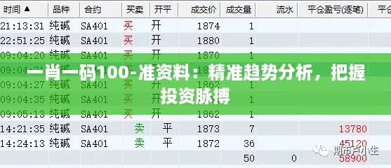 一肖一码100-准资料：精准趋势分析，把握投资脉搏