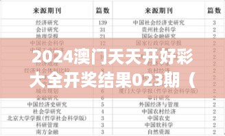 2024澳门天天开好彩大全开奖结果023期（历史文献）