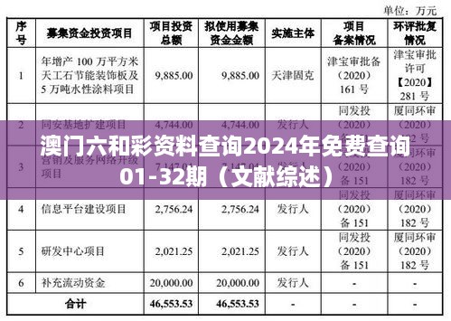 澳门六和彩资料查询2024年免费查询01-32期（文献综述）