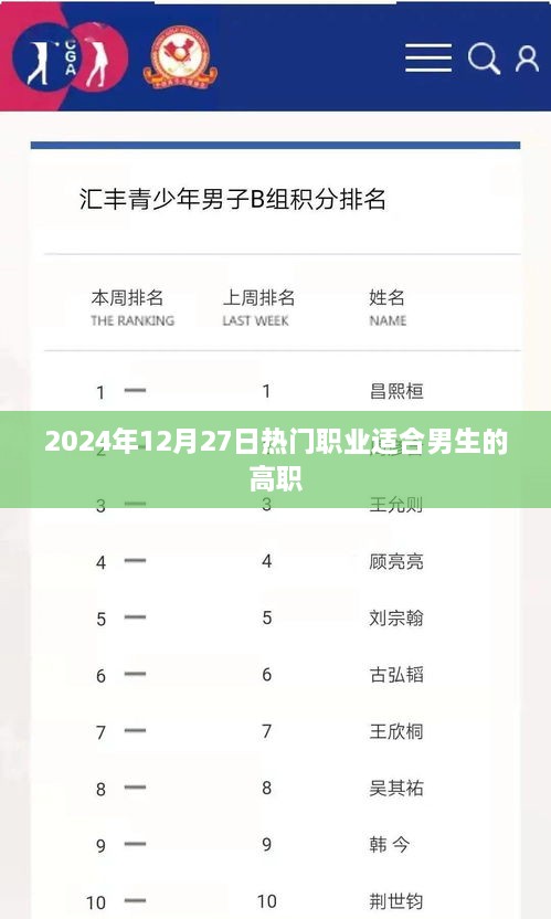 适合男生的高职热门职业推荐（2024年12月）