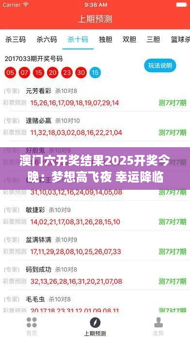 澳门六开奖结果2025开奖今晚：梦想高飞夜 幸运降临