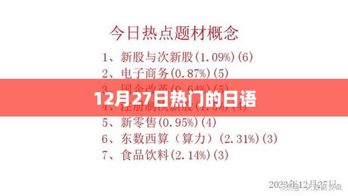 日语热门资讯，12月27日一网打尽