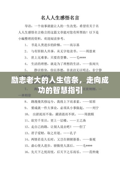 励志老大的人生信条，走向成功的智慧指引