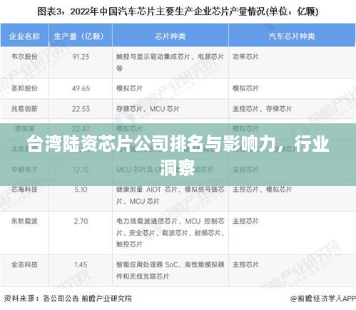 台湾陆资芯片公司排名与影响力，行业洞察