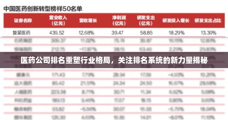 医药公司排名重塑行业格局，关注排名系统的新力量揭秘