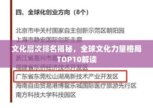 文化层次排名揭秘，全球文化力量格局TOP10解读