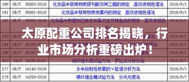 太原配重公司排名揭晓，行业市场分析重磅出炉！