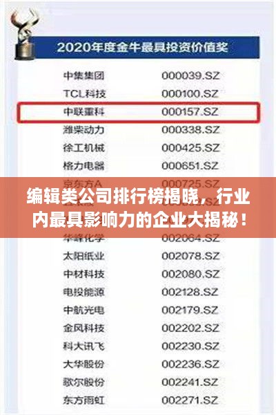 编辑类公司排行榜揭晓，行业内最具影响力的企业大揭秘！